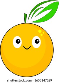 bright orange cartoon character with a cute smile and yellow spots patterns concept of food and fruit object on a white background