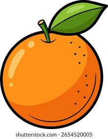 Bright orange cartoon fruit with cute smile and round shape for clipart or educational fruit graphics