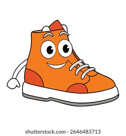 Bright orange cartoon sneakers with exaggerated soles, bold outlines, and playful design—perfect for a fun, animated character or vibrant kids' illustration.

