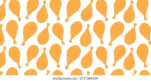 Bright Orange Chicken Drumstick Pattern Background for Food Branding, Design, and Textiles