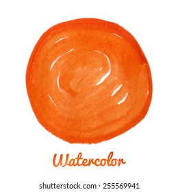 Bright orange circle. Abstract stylish watercolor background. Vector illustration