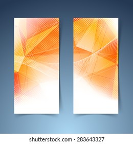 Bright orange crystal structure banner set. Vector illustration
