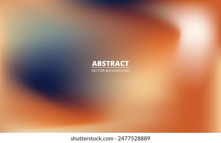 Bright orange and dark blue holographic background. Abstract apricot liquid gradient creative banner. Blurred soft blend color gradation minimalist background. Vector illustration.