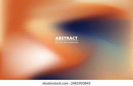 Bright orange and dark blue holographic background. Abstract apricot liquid gradient creative banner. Blurred soft blend color gradation minimalist background. Vector illustration.