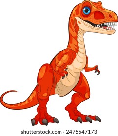 Bright orange dinosaur with blue eyes