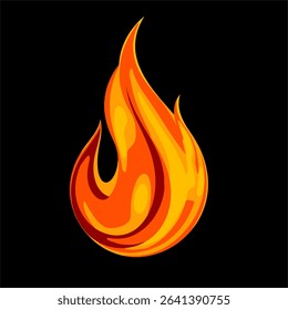 Bright orange flame on a black background