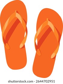 Bright Orange Flip-Flop Pair in Minimalist Top-Down Composition on White Background