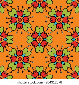 bright orange flower seamless background for decorating and pack. paper for scrap-book, mosaic ornament for tile.