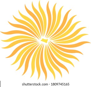 Vista de la flor naranja brillante vista del logotipo natural del objeto de diseño sobre fondo blanco