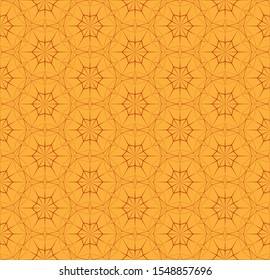 Bright orange geometric abstract seamless pattern. Polygonal texture from thin lines. Repeating pattern of triangles and polygons Template for background wallpaper textile fabric. Vector illustration.