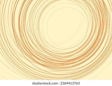 Bright orange geometric background with linear circles. Tech minimal vector design