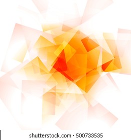 Hell orangefarbener, geometrisch glänzender Hintergrund mit Quadraten. Tech-Vektorgrafik-Design
