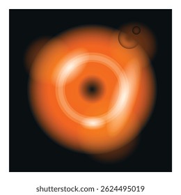 Orbe lumineux orange vif avec anneaux blancs rayonnant lumière et énergie sur fond sombre