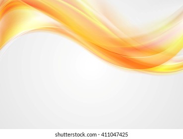 Bright orange glowing shiny waves. Vector graphic design