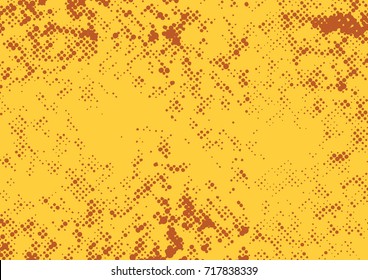 Bright orange graphic halftone dotted abstract pop art particle background. Vector illustration