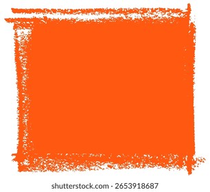 Marco cuadrado dibujado a mano de color naranja brillante con textura de pincel áspero y bordes grunge. Ilustración vectorial para el Diseño gráfico.