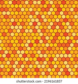 Bright orange hexagonal honeycomb seamless vector background 
