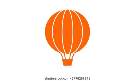 Bright orange hot air balloon graphic ideal for travel agencies, outdoor adventures, and creative inspiration themes. Symbolizes freedom and perspective.