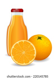 Bright orange juice on white background. Vector illustration