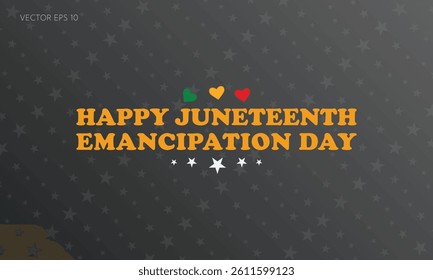 Bright Orange Juneteenth Emancipation Day Poster with Hearts and Stars