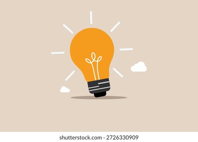 Bright orange light bulb illuminating with radiant glow representing a new idea or creative insight