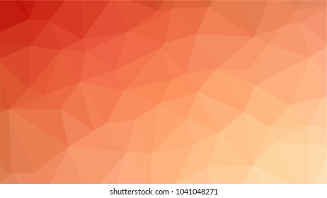 Bright orange low polygonal crystal background. Triangular polygon  pattern. Low poly vector illustration. Low polygonal backdrop
