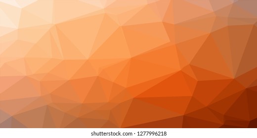 Bright orange low polygonal crystal background. Triangular polygon pattern. Low poly vector illustration. Low polygonal backdrop