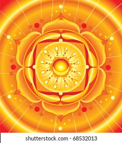 bright orange mandala of svadhisthana chakra vector