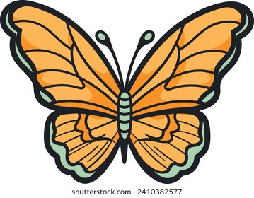 Mariposa de monarca naranja brillante con alas detalladas. Ilustración vectorial de los insectos naturales y del tema primavera.