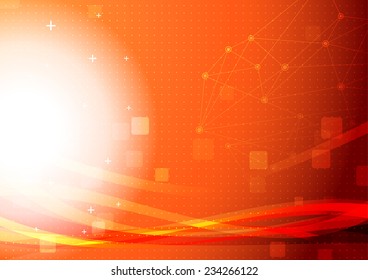Bright orange networking light wave background. Vector illustration