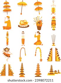 Bright Orange Nyepi Illustration Set