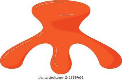Placa de pintura naranja brillante sobre fondo blanco. Textura de gota líquida, artes creativas e ilustración vectorial de elementos de diseño.