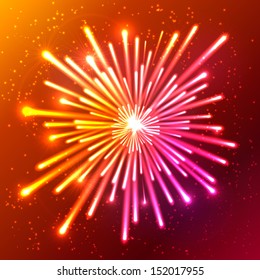 Bright orange and pink vector firework flash