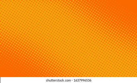 Bright orange pop art background in retro comic book style with halftone dot design, vector illustration eps10