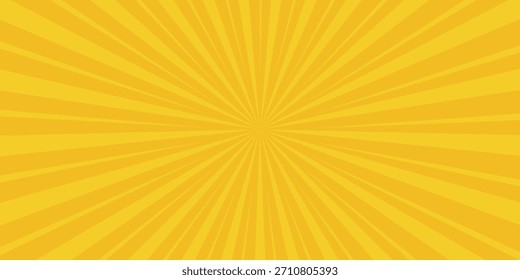 Fundo brilhante laranja pop arte cômico efeito sunburst com meio-tom. Plano de fundo vetorial abstrato do desenho animado. Adequado para modelos, banners de vendas, eventos, anúncios, Web e páginas