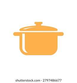 Bright orange pot with lid showcasing a simple and modern design perfect for culinary illustrations or food blogging