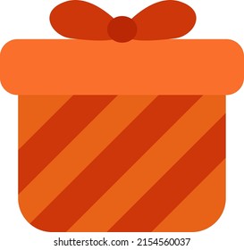 Bright Orange Present, Illustration, Vector On A White Background.