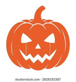 Bright orange pumpkin featuring a traditional carved jack-o-lantern face, perfect for Halloween decorations and seasonal celebrations.