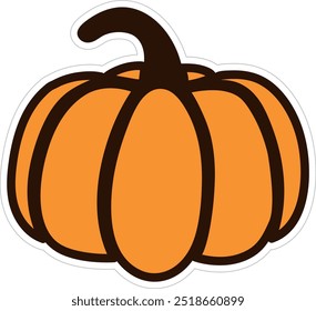 Bright Orange Pumpkin Illustration for Fall and Halloween Themes