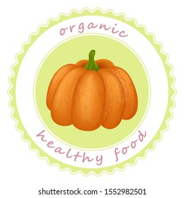 Bright orange pumpkin in an interesting round frame.