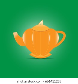 Bright orange pumpkin teapot