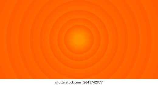 Bright orange radial gradient circles expand outward from the center, creating a warm, hypnotic pattern with a glowing sun-like focal point.
