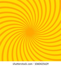 Bright orange rays background. Twister effect. Comics, pop art style