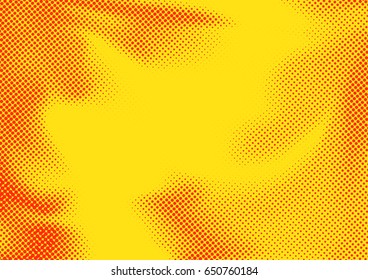 Bright orange red color dotted abstract pop art halftone pattern background. Old style comic book page layout. Retro graphic template. Vector illustration