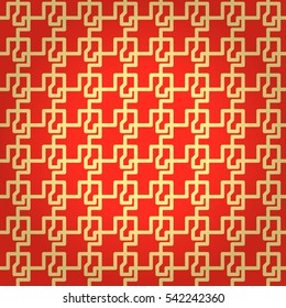 Bright orange red decorative seamless pattern in carpet style.