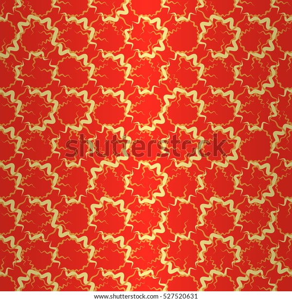 Bright Orange Red Fancy Seamless Pattern Stock Vector Royalty