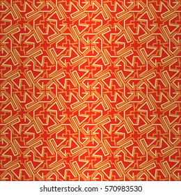 Bright orange red geometrical seamless pattern in liner style. Plain mosaic repeatable backdrop.