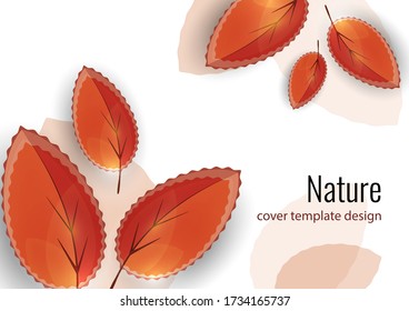 Bright orange and red leaves. Creative autumn background for your design. Vector illustration