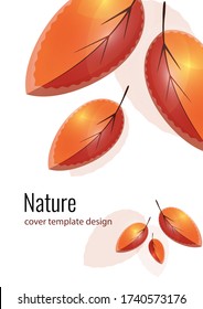 Bright orange and red leaves. Creative autumn background for your design. Vector illustration