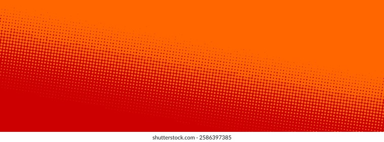 Bright orange and red pop art retro background with halftone in comics style, vector illustration EPS10